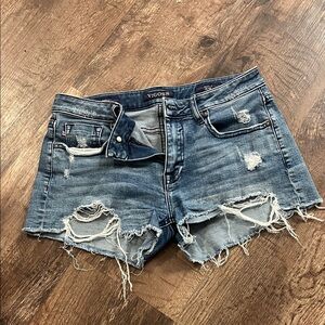 Vigoss Women's Ripped Jean Shorts - Blue